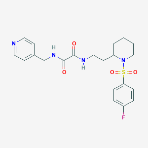molecular formula C21H25FN4O4S B2490749 N1-(2-(1-((4-fluorophenyl)sulfonyl)piperidin-2-yl)ethyl)-N2-(pyridin-4-ylmethyl)oxalamide CAS No. 898450-03-8