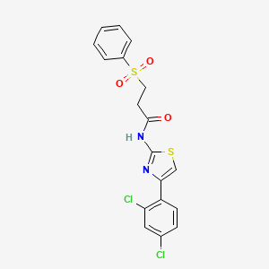 N-(4-(2,4-dichlorophenyl)thiazol-2-yl)-3-(phenylsulfonyl)propanamide