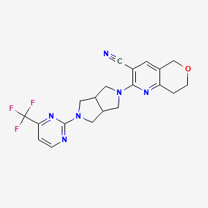molecular formula C20H19F3N6O B2490756 2-{5-[4-(trifluoromethyl)pyrimidin-2-yl]-octahydropyrrolo[3,4-c]pyrrol-2-yl}-5H,7H,8H-pyrano[4,3-b]pyridine-3-carbonitrile CAS No. 2415513-05-0