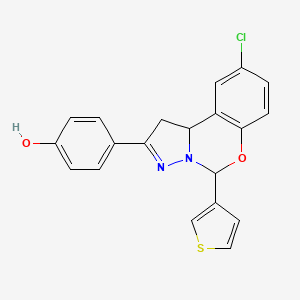 4-(9-chloro-5-(thiophen-3-yl)-5,10b-dihydro-1H-benzo[e]pyrazolo[1,5-c][1,3]oxazin-2-yl)phenol