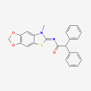 molecular formula C23H18N2O3S B2490775 N-[(11E)-12-methyl-4,6-dioxa-10-thia-12-azatricyclo[7.3.0.0^{3,7}]dodeca-1(9),2,7-trien-11-ylidene]-2,2-diphenylacetamide CAS No. 1321778-22-6