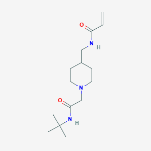 molecular formula C15H27N3O2 B2490778 N-[[1-[2-(Tert-butylamino)-2-oxoethyl]piperidin-4-yl]methyl]prop-2-enamide CAS No. 2308273-69-8