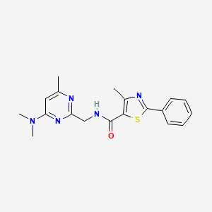 molecular formula C19H21N5OS B2490785 N-((4-(dimethylamino)-6-methylpyrimidin-2-yl)methyl)-4-methyl-2-phenylthiazole-5-carboxamide CAS No. 1796964-44-7