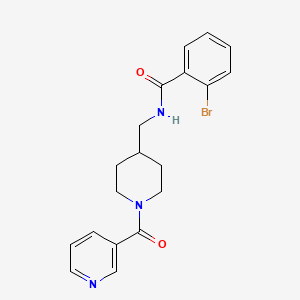 molecular formula C19H20BrN3O2 B2490795 2-bromo-N-((1-nicotinoylpiperidin-4-yl)methyl)benzamide CAS No. 1396808-51-7