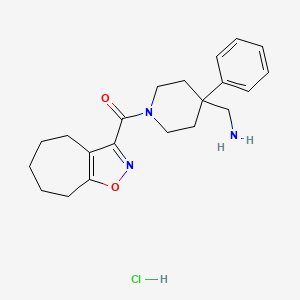molecular formula C21H28ClN3O2 B2490817 [4-(Aminomethyl)-4-phenylpiperidin-1-yl]-(5,6,7,8-tetrahydro-4H-cyclohepta[d][1,2]oxazol-3-yl)methanone;hydrochloride CAS No. 2418642-16-5