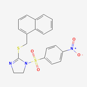 molecular formula C20H17N3O4S2 B2490829 2-(Naphthalen-1-ylmethylsulfanyl)-1-(4-nitrophenyl)sulfonyl-4,5-dihydroimidazole CAS No. 868218-66-0