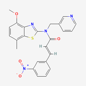 molecular formula C24H20N4O4S B2490830 (E)-N-(4-methoxy-7-methylbenzo[d]thiazol-2-yl)-3-(3-nitrophenyl)-N-(pyridin-3-ylmethyl)acrylamide CAS No. 895426-56-9