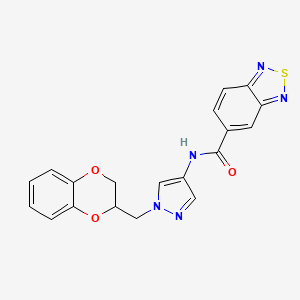 molecular formula C19H15N5O3S B2490840 N-{1-[(2,3-dihydro-1,4-benzodioxin-2-yl)methyl]-1H-pyrazol-4-yl}-2,1,3-benzothiadiazole-5-carboxamide CAS No. 1797553-47-9