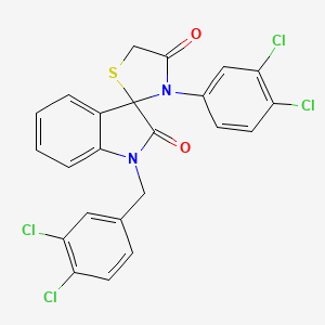 molecular formula C23H14Cl4N2O2S B2490842 3'-(3,4-dichlorophenyl)-1-[(3,4-dichlorophenyl)methyl]-1,2-dihydrospiro[indole-3,2'-[1,3]thiazolidine]-2,4'-dione CAS No. 338418-90-9
