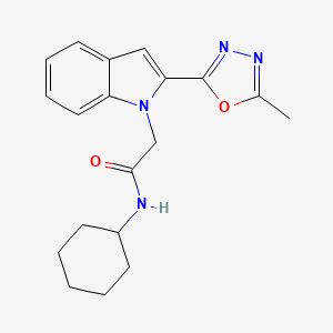 molecular formula C19H22N4O2 B2490845 N-cyclohexyl-2-(2-(5-methyl-1,3,4-oxadiazol-2-yl)-1H-indol-1-yl)acetamide CAS No. 923685-93-2