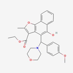molecular formula C28H29NO6 B2490851 Ethyl 5-hydroxy-4-[(4-methoxyphenyl)(morpholin-4-yl)methyl]-2-methylnaphtho[1,2-b]furan-3-carboxylate CAS No. 438485-31-5