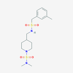 molecular formula C16H27N3O4S2 B2490876 N,N-dimethyl-4-((m-tolylmethylsulfonamido)methyl)piperidine-1-sulfonamide CAS No. 2034356-87-9