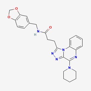 molecular formula C25H26N6O3 B2490877 N-[(2H-1,3-benzodioxol-5-yl)methyl]-3-[4-(piperidin-1-yl)-[1,2,4]triazolo[4,3-a]quinoxalin-1-yl]propanamide CAS No. 1190021-61-4