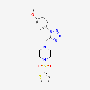 molecular formula C17H20N6O3S2 B2490896 1-((1-(4-methoxyphenyl)-1H-tetrazol-5-yl)methyl)-4-(thiophen-2-ylsulfonyl)piperazine CAS No. 1040651-35-1