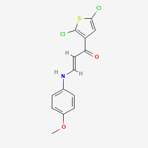 molecular formula C14H11Cl2NO2S B2490897 (E)-1-(2,5-二氯-3-噻吩基)-3-(4-甲氧基苯胺基)-2-丙烯-1-酮 CAS No. 339103-75-2