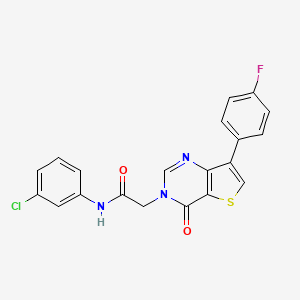 molecular formula C20H13ClFN3O2S B2490902 N-(3-chlorophenyl)-2-[7-(4-fluorophenyl)-4-oxothieno[3,2-d]pyrimidin-3(4H)-yl]acetamide CAS No. 1207015-46-0