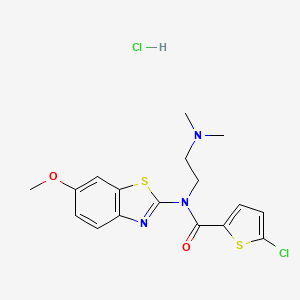 molecular formula C17H19Cl2N3O2S2 B2490906 5-chloro-N-(2-(dimethylamino)ethyl)-N-(6-methoxybenzo[d]thiazol-2-yl)thiophene-2-carboxamide hydrochloride CAS No. 1215738-29-6