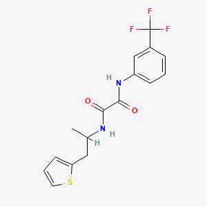 molecular formula C16H15F3N2O2S B2490909 N-[1-(thiophen-2-yl)propan-2-yl]-N'-[3-(trifluoromethyl)phenyl]ethanediamide CAS No. 1209236-12-3