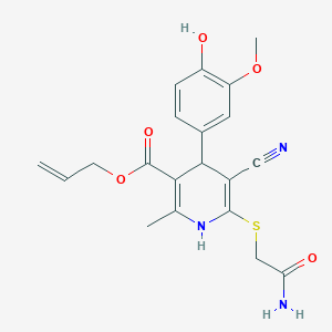 molecular formula C20H21N3O5S B2490914 Allyl 6-((2-amino-2-oxoethyl)thio)-5-cyano-4-(4-hydroxy-3-methoxyphenyl)-2-methyl-1,4-dihydropyridine-3-carboxylate CAS No. 442556-26-5