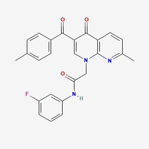 molecular formula C25H20FN3O3 B2490924 N-(3-fluorophenyl)-2-[7-methyl-3-(4-methylbenzoyl)-4-oxo-1,4-dihydro-1,8-naphthyridin-1-yl]acetamide CAS No. 894908-03-3