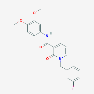 molecular formula C21H19FN2O4 B2490939 N-(3,4-dimethoxyphenyl)-1-[(3-fluorophenyl)methyl]-2-oxo-1,2-dihydropyridine-3-carboxamide CAS No. 1005299-91-1
