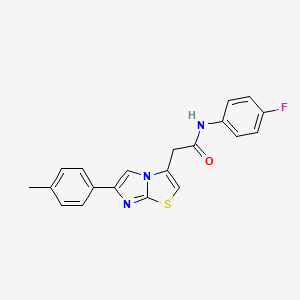 molecular formula C20H16FN3OS B2490973 N-(4-fluorophenyl)-2-[6-(4-methylphenyl)imidazo[2,1-b][1,3]thiazol-3-yl]acetamide CAS No. 897463-22-8