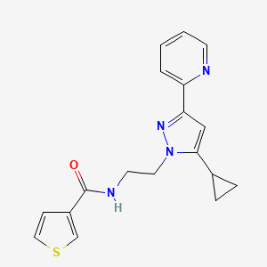 B2490978 N-(2-(5-cyclopropyl-3-(pyridin-2-yl)-1H-pyrazol-1-yl)ethyl)thiophene-3-carboxamide CAS No. 1797674-11-3