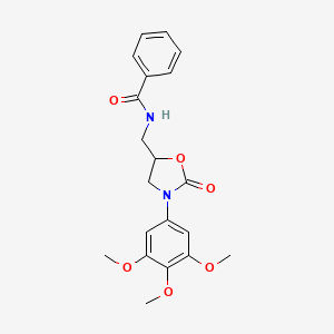 molecular formula C20H22N2O6 B2490991 N-((2-oxo-3-(3,4,5-trimethoxyphenyl)oxazolidin-5-yl)methyl)benzamide CAS No. 954625-92-4