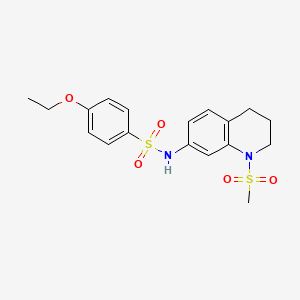 molecular formula C18H22N2O5S2 B2491035 4-ethoxy-N-(1-methanesulfonyl-1,2,3,4-tetrahydroquinolin-7-yl)benzene-1-sulfonamide CAS No. 932451-59-7