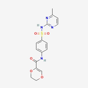 molecular formula C16H16N4O5S B2491036 N-{4-[(4-methylpyrimidin-2-yl)sulfamoyl]phenyl}-5,6-dihydro-1,4-dioxine-2-carboxamide CAS No. 868212-81-1