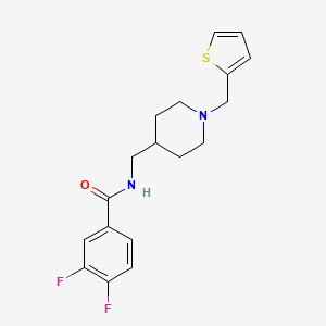 molecular formula C18H20F2N2OS B2491044 3,4-difluoro-N-((1-(thiophen-2-ylmethyl)piperidin-4-yl)methyl)benzamide CAS No. 954080-91-2