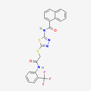 molecular formula C22H15F3N4O2S2 B2491056 N-{5-[({[2-(trifluoromethyl)phenyl]carbamoyl}methyl)sulfanyl]-1,3,4-thiadiazol-2-yl}naphthalene-1-carboxamide CAS No. 392297-30-2