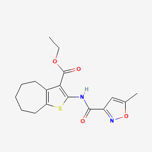 molecular formula C17H20N2O4S B2491088 ETHYL 2-(5-METHYL-1,2-OXAZOLE-3-AMIDO)-4H,5H,6H,7H,8H-CYCLOHEPTA[B]THIOPHENE-3-CARBOXYLATE CAS No. 925639-85-6