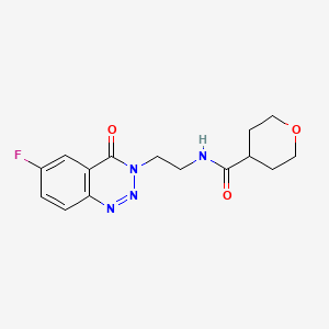 molecular formula C15H17FN4O3 B2491120 N-[2-(6-fluoro-4-oxo-3,4-dihydro-1,2,3-benzotriazin-3-yl)ethyl]oxane-4-carboxamide CAS No. 1903308-20-2