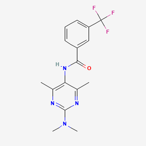 molecular formula C16H17F3N4O B2491126 N-[2-(Dimethylamino)-4,6-dimethylpyrimidin-5-YL]-3-(trifluoromethyl)benzamide CAS No. 1448054-54-3