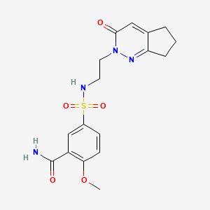 molecular formula C17H20N4O5S B2491194 2-methoxy-5-[(2-{3-oxo-2H,3H,5H,6H,7H-cyclopenta[c]pyridazin-2-yl}ethyl)sulfamoyl]benzamide CAS No. 2034389-41-6