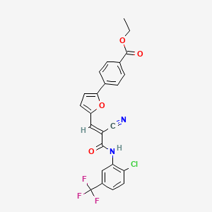 molecular formula C24H16ClF3N2O4 B2491214 ethyl 4-[5-[(E)-3-[2-chloro-5-(trifluoromethyl)anilino]-2-cyano-3-oxoprop-1-enyl]furan-2-yl]benzoate CAS No. 345243-65-4