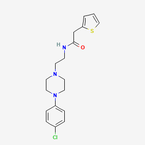 molecular formula C18H22ClN3OS B2491280 N-(2-(4-(4-chlorophenyl)piperazin-1-yl)ethyl)-2-(thiophen-2-yl)acetamide CAS No. 1049371-38-1