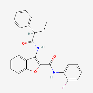 molecular formula C25H21FN2O3 B2491284 N-(2-fluorophenyl)-3-(2-phenylbutanamido)-1-benzofuran-2-carboxamide CAS No. 887877-80-7