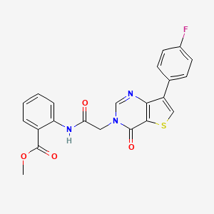 molecular formula C22H16FN3O4S B2491294 methyl 2-({[7-(4-fluorophenyl)-4-oxothieno[3,2-d]pyrimidin-3(4H)-yl]acetyl}amino)benzoate CAS No. 1207049-03-3