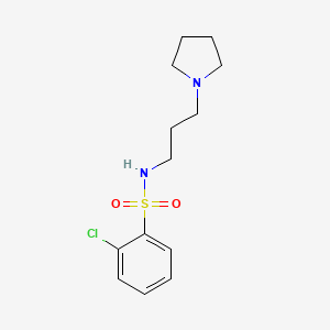 molecular formula C13H19ClN2O2S B2491300 2-Chloro-N-(3-(pyrrolidin-1-yl)propyl)benzenesulfonamide CAS No. 321721-53-3