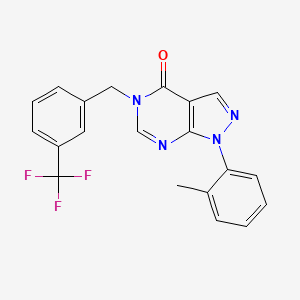 molecular formula C20H15F3N4O B2491306 1-(2-methylphenyl)-5-{[3-(trifluoromethyl)phenyl]methyl}-1H,4H,5H-pyrazolo[3,4-d]pyrimidin-4-one CAS No. 895012-47-2