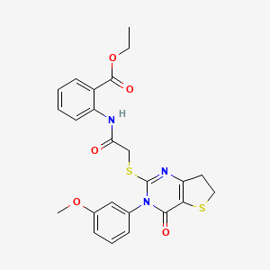 Ethyl 2-(2-((3-(3-methoxyphenyl)-4-oxo-3,4,6,7-tetrahydrothieno[3,2-d]pyrimidin-2-yl)thio)acetamido)benzoate