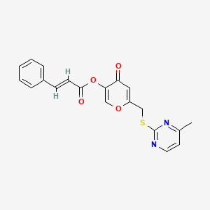 6-(((4-methylpyrimidin-2-yl)thio)methyl)-4-oxo-4H-pyran-3-yl cinnamate