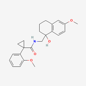 molecular formula C23H27NO4 B2491359 N-[(1-hydroxy-6-methoxy-1,2,3,4-tetrahydronaphthalen-1-yl)methyl]-1-(2-methoxyphenyl)cyclopropane-1-carboxamide CAS No. 1903597-00-1