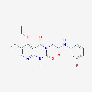 molecular formula C20H21FN4O4 B2491381 2-(5-ethoxy-6-ethyl-1-methyl-2,4-dioxo-1,2-dihydropyrido[2,3-d]pyrimidin-3(4H)-yl)-N-(3-fluorophenyl)acetamide CAS No. 1005297-93-7