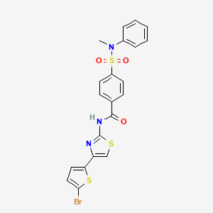 molecular formula C21H16BrN3O3S3 B2491382 N-[4-(5-bromothiophen-2-yl)-1,3-thiazol-2-yl]-4-[methyl(phenyl)sulfamoyl]benzamide CAS No. 361160-26-1