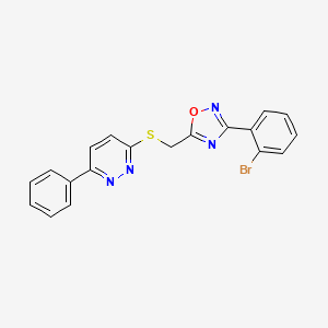 molecular formula C19H13BrN4OS B2491446 3-({[3-(2-Bromophenyl)-1,2,4-oxadiazol-5-yl]methyl}sulfanyl)-6-phenylpyridazine CAS No. 1111418-94-0
