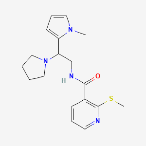 molecular formula C18H24N4OS B2491450 N-(2-(1-methyl-1H-pyrrol-2-yl)-2-(pyrrolidin-1-yl)ethyl)-2-(methylthio)nicotinamide CAS No. 1049489-77-1