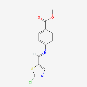 molecular formula C12H9ClN2O2S B2491500 methyl 4-{[(E)-(2-chloro-1,3-thiazol-5-yl)methylidene]amino}benzenecarboxylate CAS No. 478032-41-6